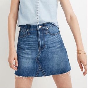 Madewell rigid denim A-line skirt